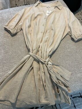 Cotton On Sand Tie-Waist Shirt Mini Dress
